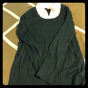 Sparkly green maternity Christmas sweater